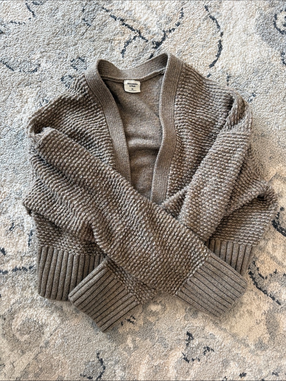 Abercrombie & Fitch Chunky Taupe Brown Open Cardigan